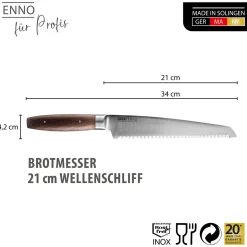 Brotmesser ENNO, 21 cm Wellenschliff