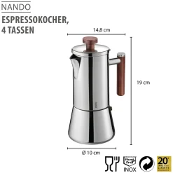 Espressokocher NANDO, 4 Tassen