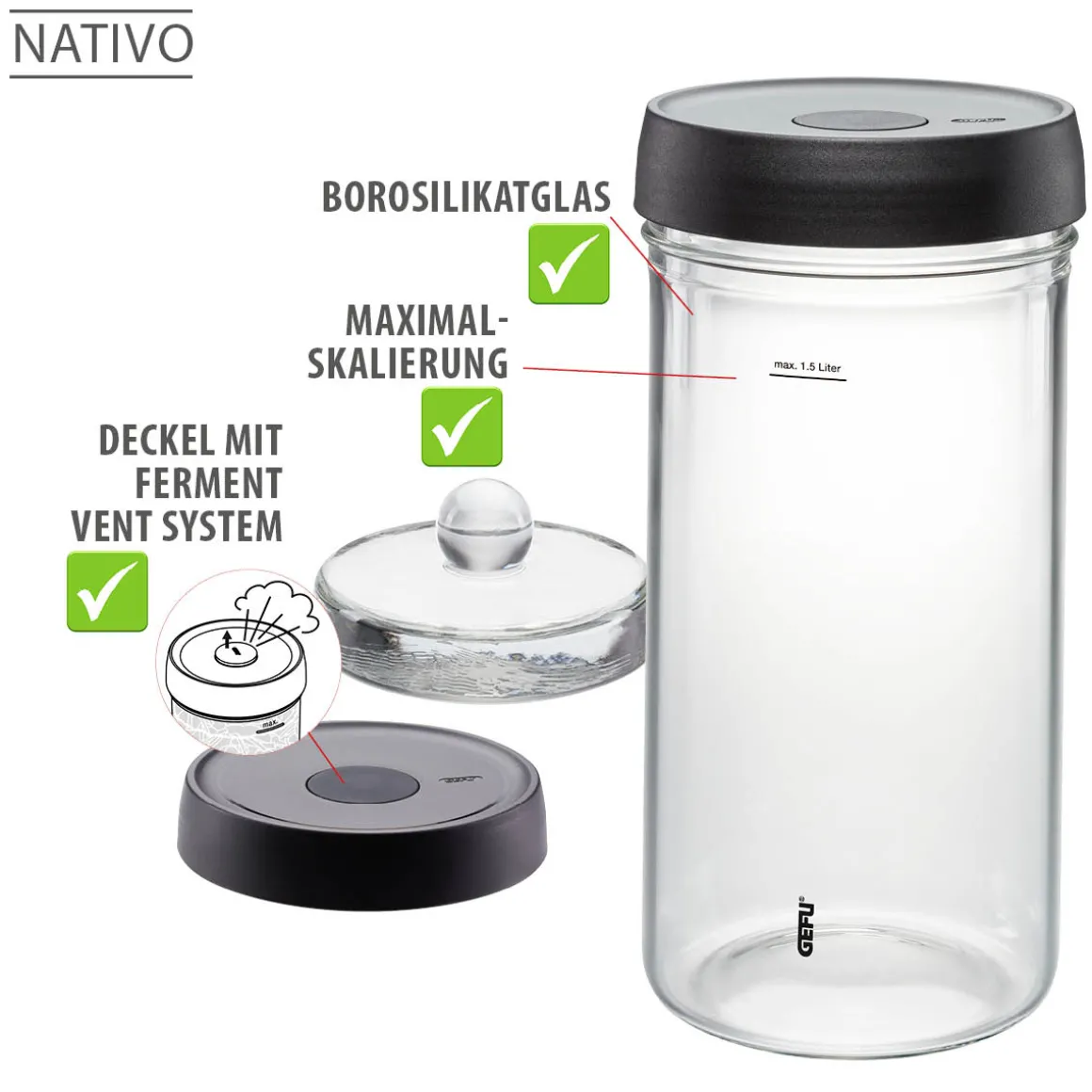 Fermentierglas NATIVO, 1,5 l