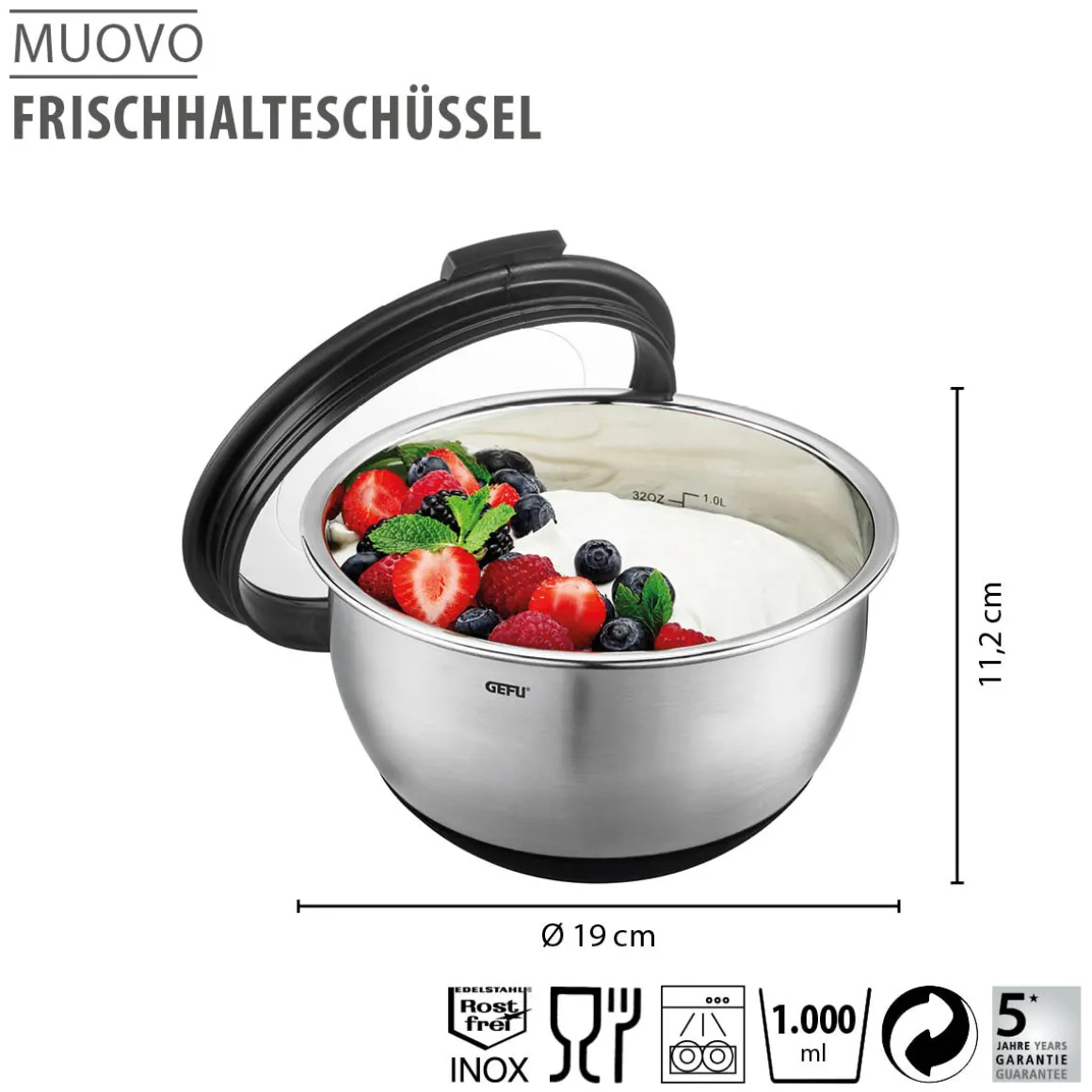 Frischhalteschüssel MUOVO, Ø 16 cm