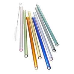 Glastrinkhalm FUTURE, 23 cm bunt 8 Stück mit Bürste