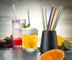 Glastrinkhalm FUTURE, 23 cm bunt 8 Stück mit Bürste