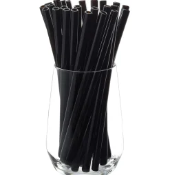 Glastrinkhalm FUTURE, 23 cm schwarz 25 Stück mit 2 Bürsten