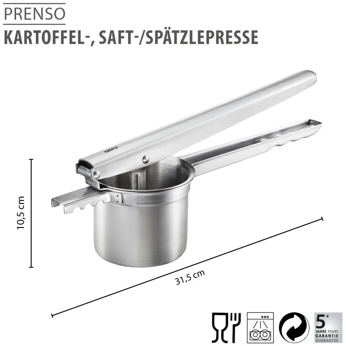 Kartoffel-, Saft- und Spätzlepresse PRENSO