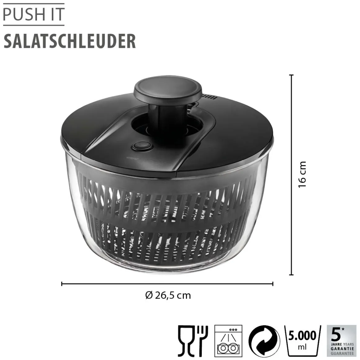Salatschleuder PUSH IT, 5 L