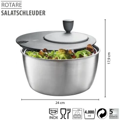 Salatschleuder ROTARE, Edelstahl, 4 L