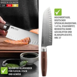 Santokumesser ENNO, 18 cm Kullenschliff