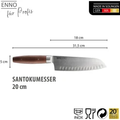 Santokumesser ENNO, 18 cm Kullenschliff