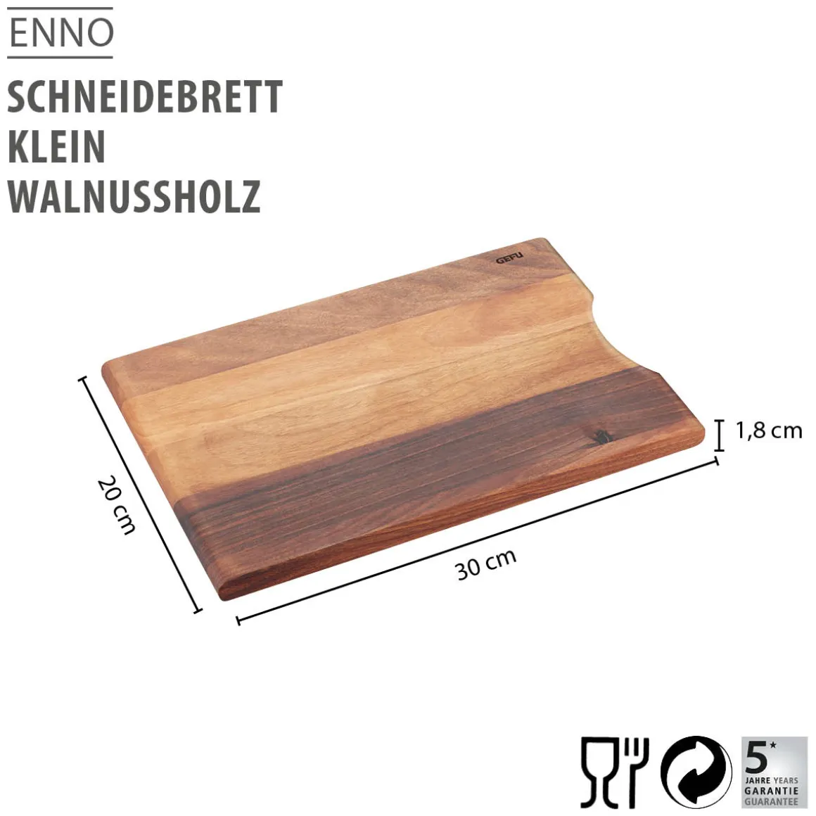 Schneidebrett ENNO, klein, Walnussholz