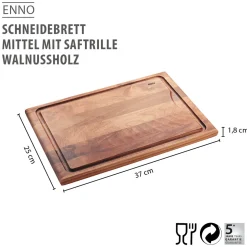 Schneidebrett ENNO, mittel mit Saftrille, Walnussholz