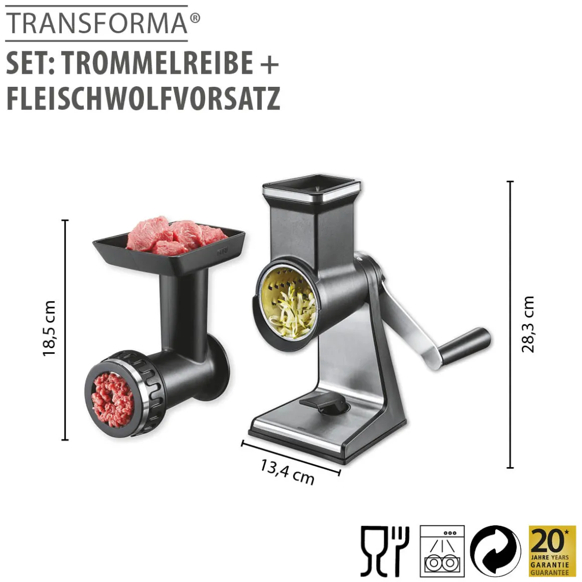 Set: Trommelreibe + Fleischwolfvorsatz TRANSFORMA®