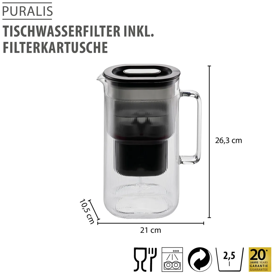 Tischwasserfilter inkl. Filterkartusche PURALIS