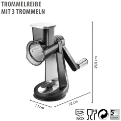 Trommelreibe mit 3 Trommeln