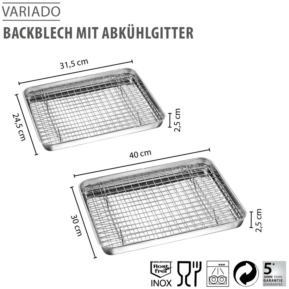 Universalblech mit Abtropfgitter VARIADO, 31,5 cm