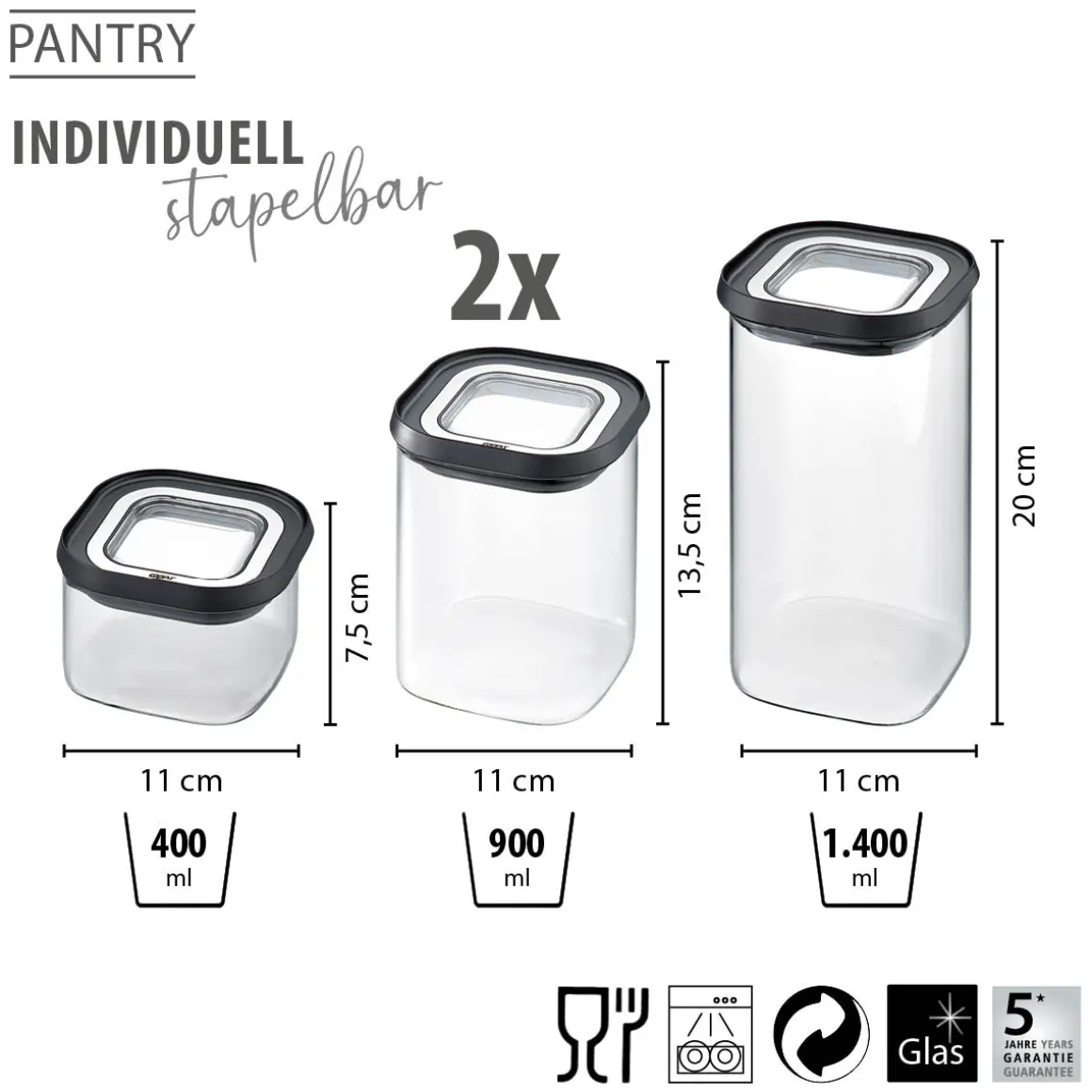 Vorratsdosen-Set PANTRY, 4-teilig