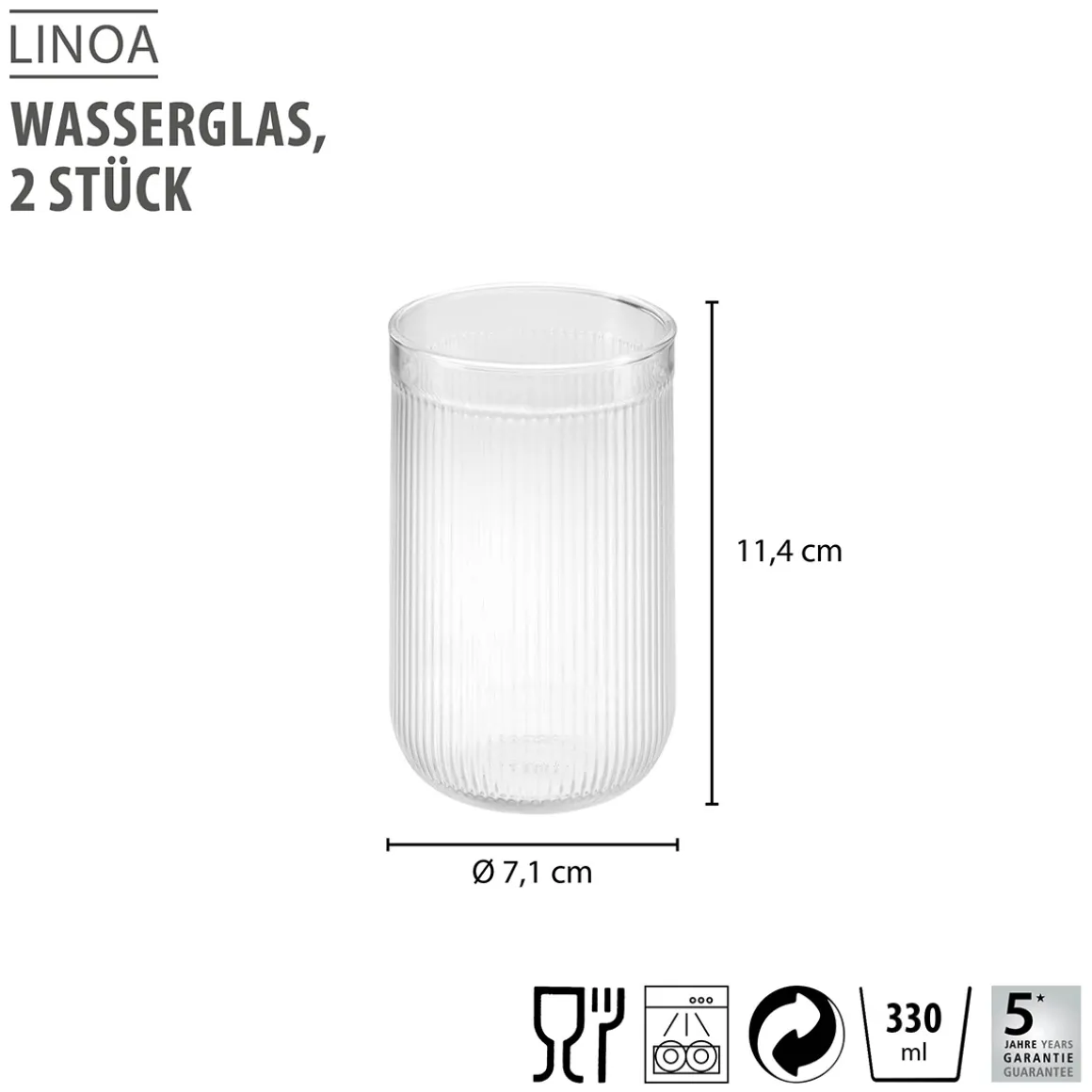 Wasserglas LINOA, 330 ml, 2 Stück